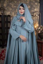 Luxury Nurjahan Abaya Sky Blue Color - Image 3