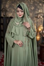 Luxury Nurjahan Abaya Green Color - Image 6