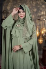 Luxury Nurjahan Abaya Green Color - Image 4