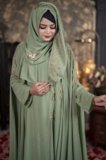 Luxury Nurjahan Abaya Green Color - Image 3