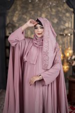 Luxury Nurjahan Abaya Pink Color - Image 2