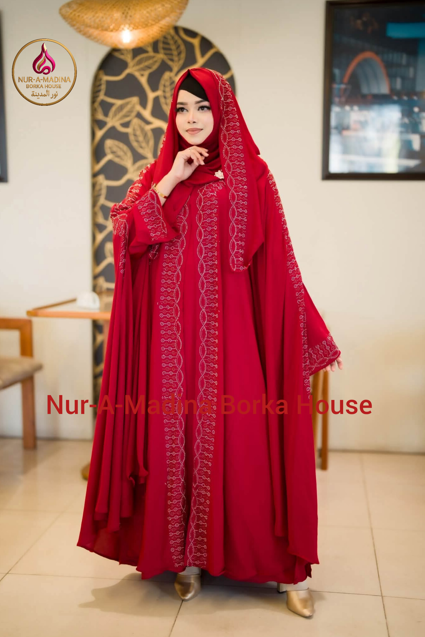Shahazadi-Red1 Most Popular Shehzadi Abaya - Image 1